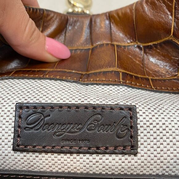 Dooney & Burke Logo Lock Hobo Croc Shoulder Bag with Matching Make Up Case - Picture 6 of 14